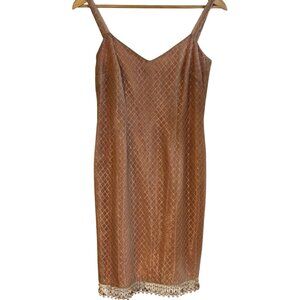 Mackie by Bob Mackie Nude Beaded Mini Dress Size 4